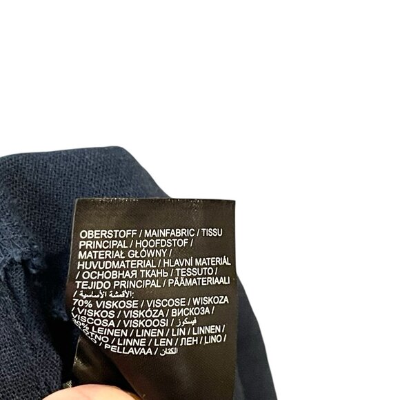 Ulla Polken Linen Blend Pants Womens Plus 28 Relaxed Fit Straight Leg Crop Navy - Picture 4 of 4